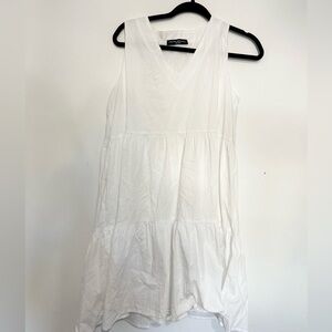 Prieto Brunelli mini dress size medium white tiered vacation travel white dress